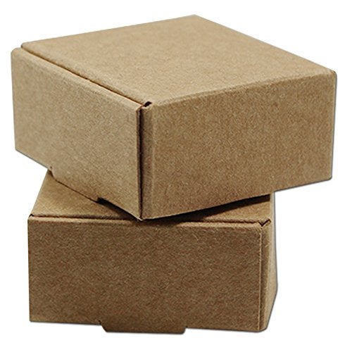 PABCK 1.45x1.45x0.78 inch Mini Brown Aircraft Cardboard Jewellery Boxes Square Gift Wrapping Kraft Paper Soap Box Pack Craftwork Gift Fastener Ear Rings Small Jewellery Favor Treat Box (20) - Image 3
