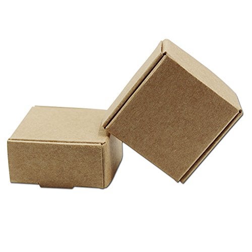 PABCK 1.45x1.45x0.78 inch Mini Brown Aircraft Cardboard Jewellery Boxes Square Gift Wrapping Kraft Paper Soap Box Pack Craftwork Gift Fastener Ear Rings Small Jewellery Favor Treat Box (20) - Image 1