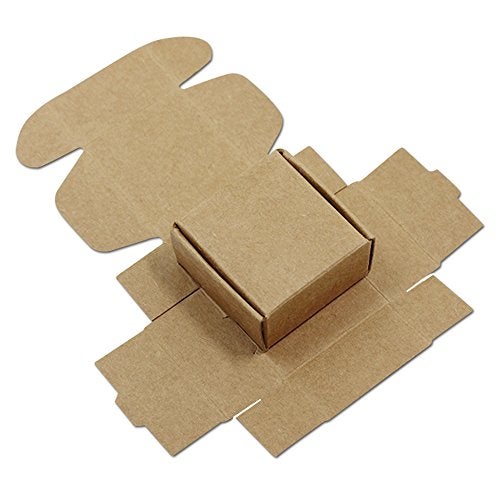 PABCK 1.45x1.45x0.78 inch Mini Brown Aircraft Cardboard Jewellery Boxes Square Gift Wrapping Kraft Paper Soap Box Pack Craftwork Gift Fastener Ear Rings Small Jewellery Favor Treat Box (20) - Image 4
