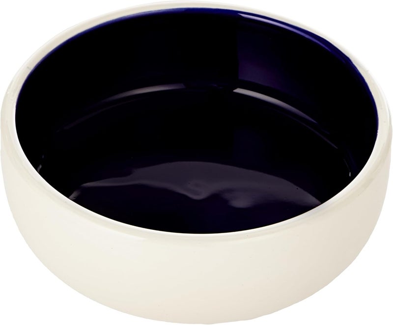 Trixie Basic Ceramic Bowl for Cats & Small Pets - Cream/Blue - Image 1