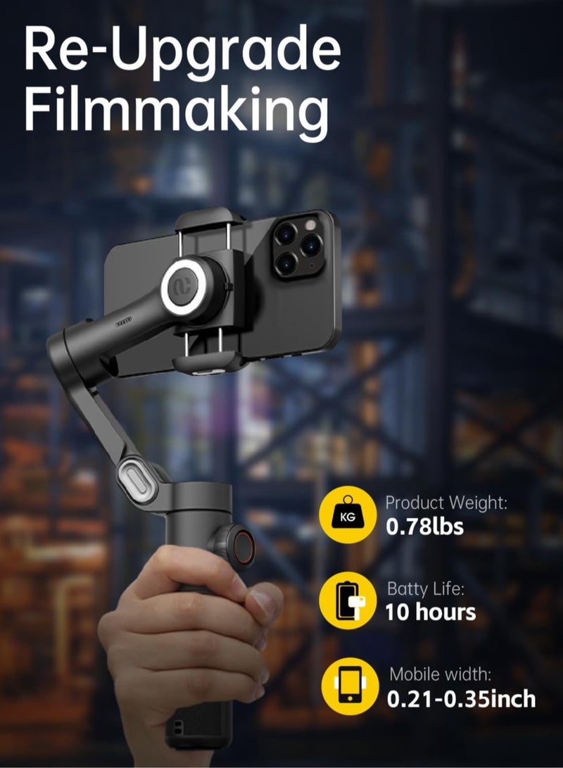 3-Axis Foldable Smartphone Gimbal Stabilizer with Focus Wheel for iPhone & Android - Perfect for TikTok, YouTube & Vlogging - Image 4