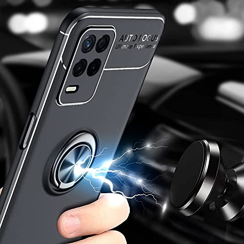 Spazy Case® Realme 8i / Narzo 50 Back Cover | Sleek Rubberized Case with Chrome Plating | Ring Stand Back Cover | Designed for Realme Narzo 50 / Realme 8i - Black - Image 3