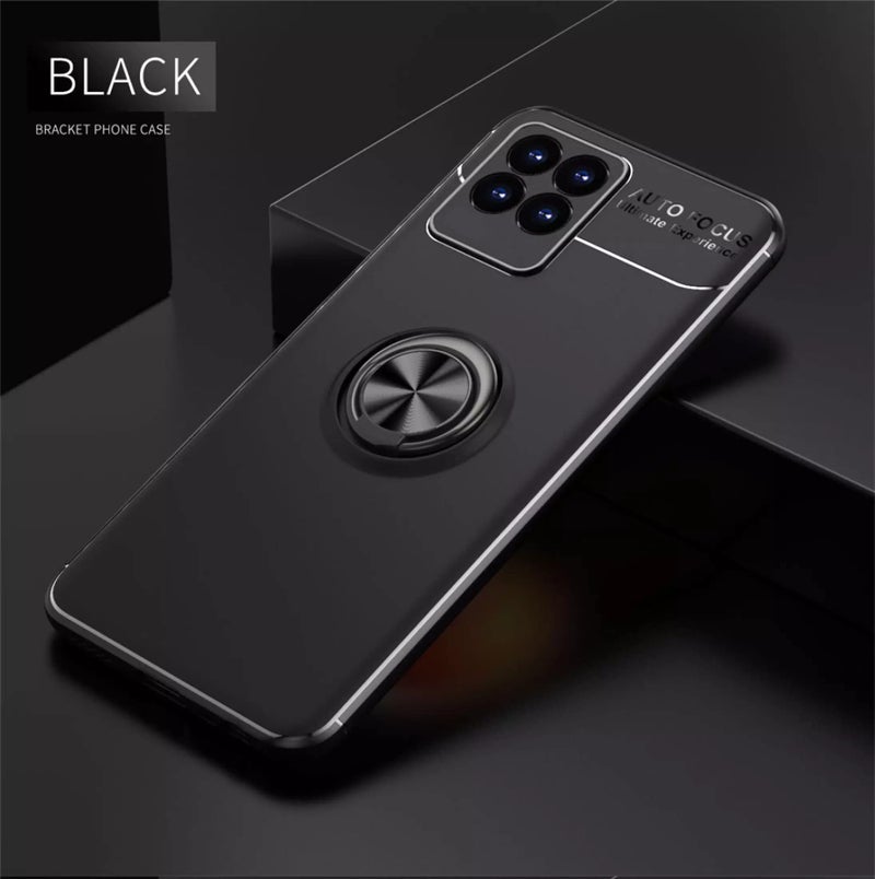 Spazy Case® Realme 8i / Narzo 50 Back Cover | Sleek Rubberized Case with Chrome Plating | Ring Stand Back Cover | Designed for Realme Narzo 50 / Realme 8i - Black - Image 2