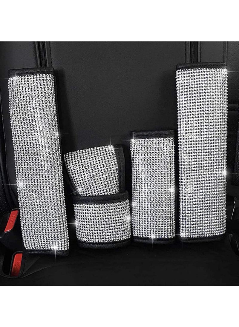 ماركة غير محددة - مجموعة إكسسوارات سيارات فاخرة بأحجار الراين - أغطية حزام الأمان، غطاء الفتيس، وغطاء فرامل اليد - Image 1