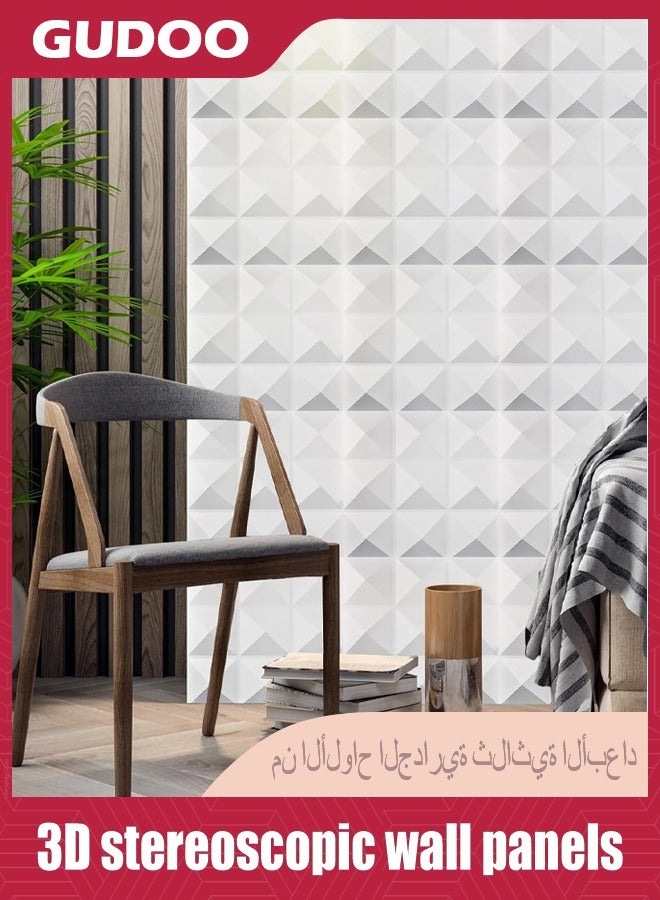 GUDOO 12 قطعة من الألواح الجدارية ثلاثية الأبعاد من PVC مزخرفة بأبعاد 30 × 30 سم لتزيين الجدران في غرفة المعيشة، الردهة، غرفة النوم، المكتب، الفندق، الديكور الداخلي للجدران، السقف، والحمام.  - Image 5