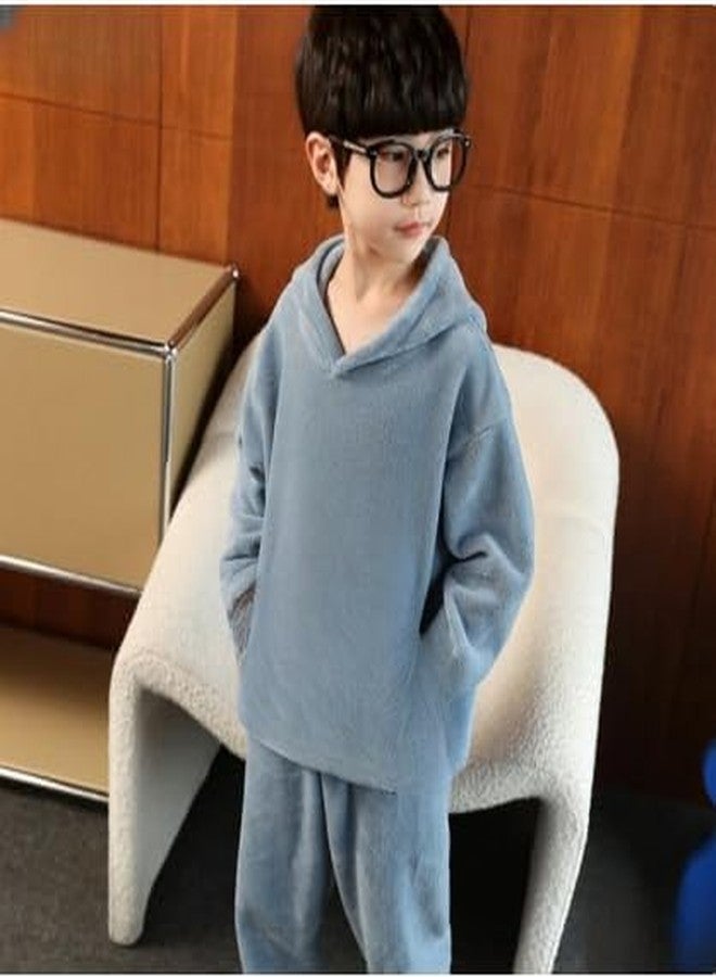 SHAPERX Kids Boys & Girls Fleece Casual Track Suit Stylish & Regular Fit Joggers Tracksuit Combo Clothing Set for Winter Wear Pack of 1 (Sky Blue, 4-5 Year) - Image 3