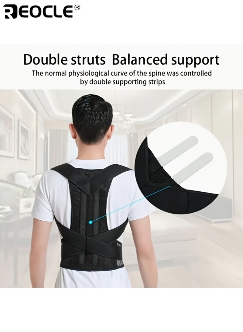 REOCLE Men’s Adjustable Back Brace Invisible Back Support Belt Posture Corrector with Shoulder Straps Durable Spandex Material Comfortable and Breathable Design for Daily Wear - Image 4