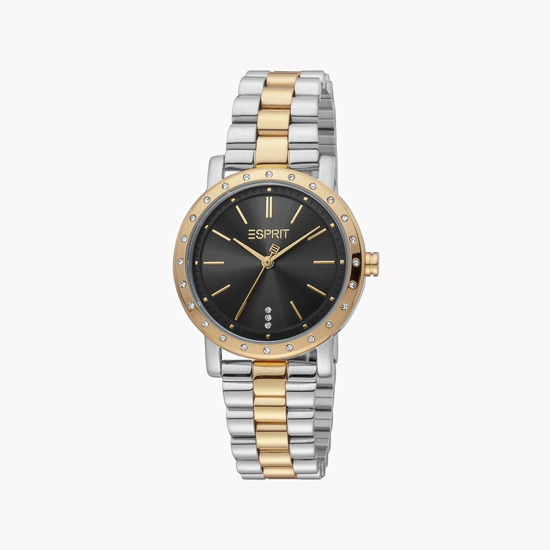 ESPRIT Women's Silver & Gold Stainless Steel Watch, Black Dial|ES1L298M0095 - Image 2