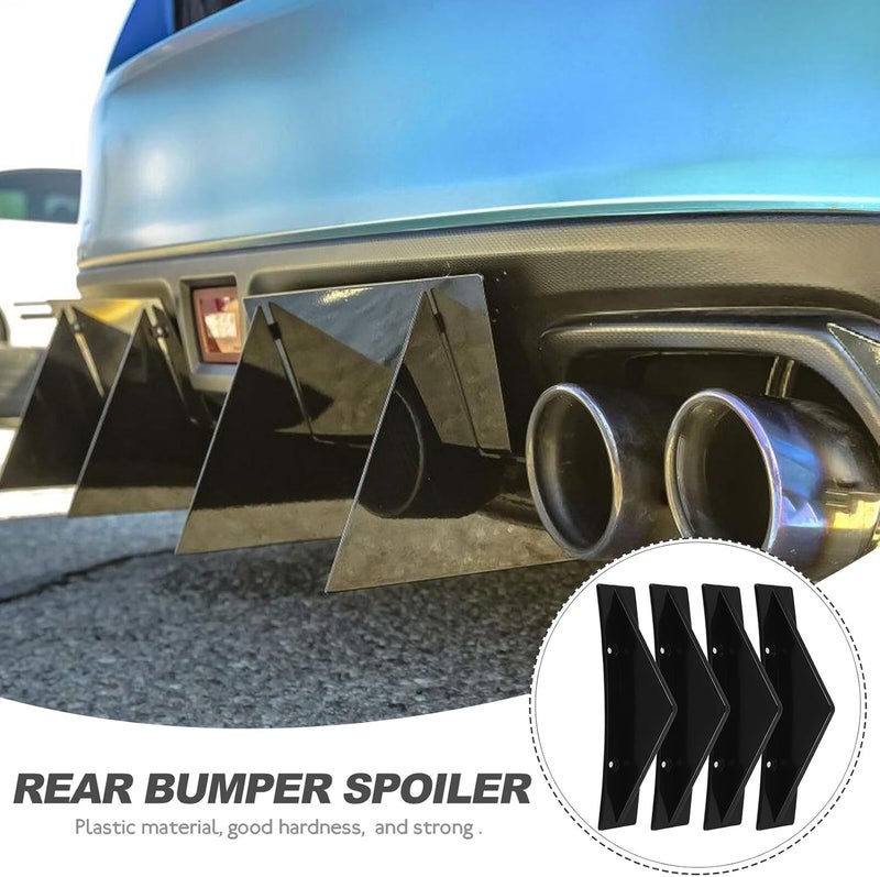 Universal 4pcs Car Rear Trunk Lid Spoilers with Carbon Fiber Texture, Black Curved Rear Lip Spoiler Set for Vehicle Exterior Styling and Aerodynamic Performance - Image 4