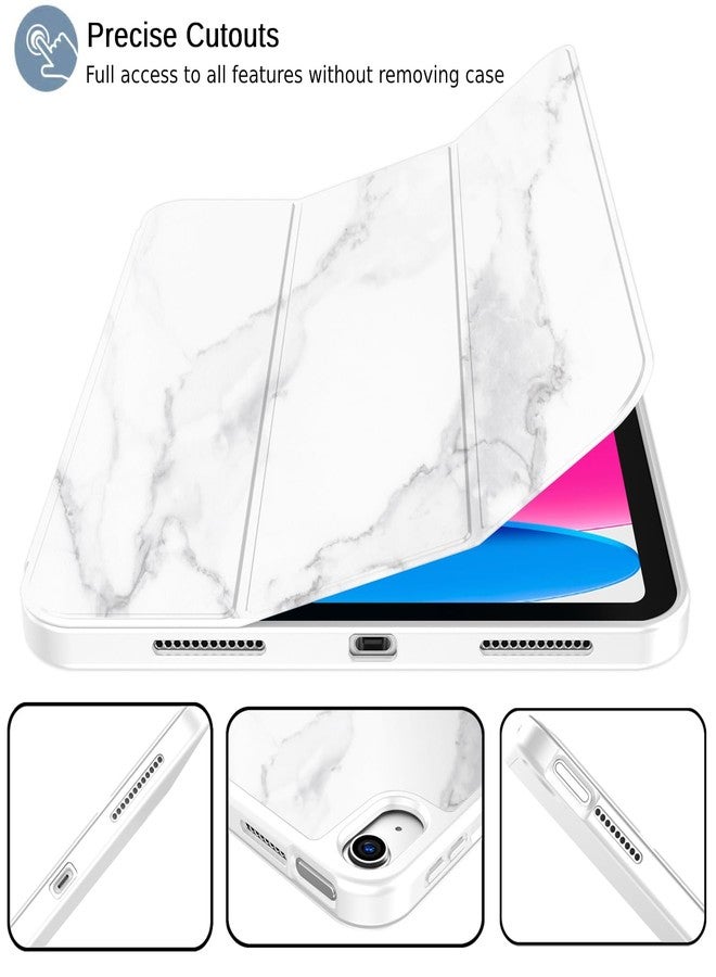 iMieet New iPad 10th Generation Case 2022 10.9 Inch with Pencil Holder, Trifold Stand Smart Case with Soft TPU Back,Auto Wake/Sleep(New Marble White) - Image 2