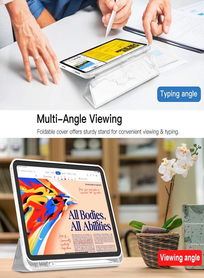 iMieet New iPad 10th Generation Case 2022 10.9 Inch with Pencil Holder, Trifold Stand Smart Case with Soft TPU Back,Auto Wake/Sleep(New Marble White) - Image 3