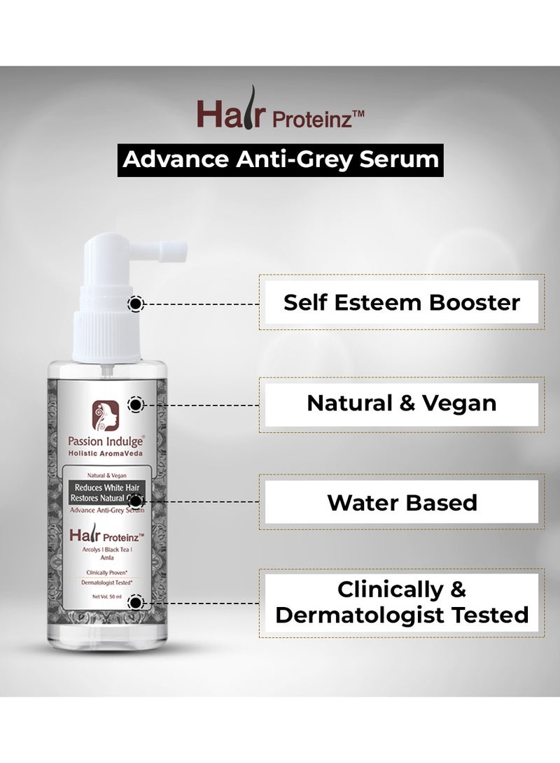 Passion Indulge Hair Proteinz Serum with Anti Greying Arcolys, Black Tea & Amla | Restore Natural Color-50 ML |PACK OF 2 - Image 3