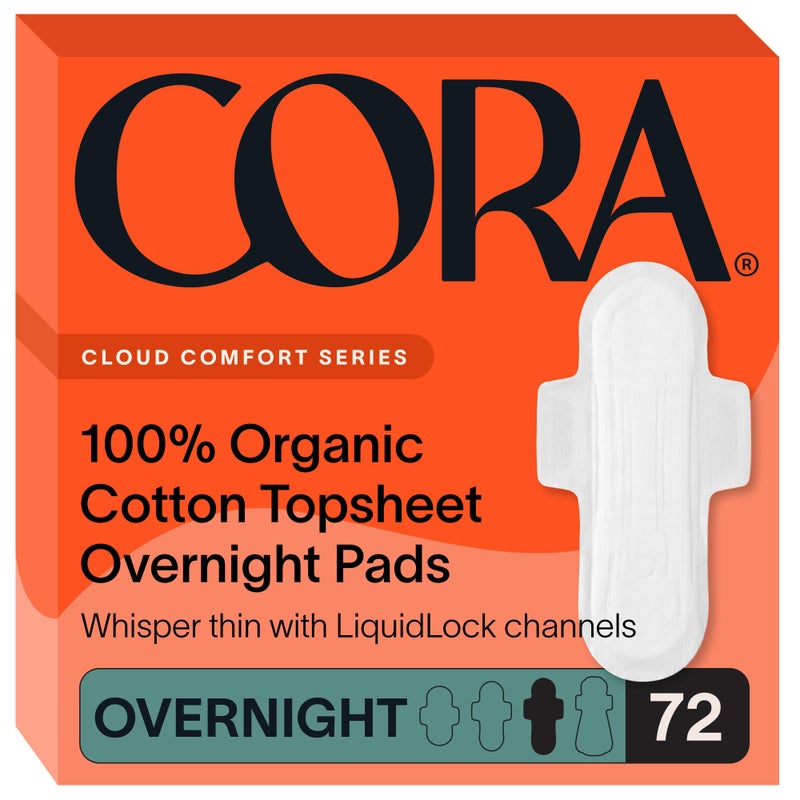 Cora 100 Organic Cotton Topsheet Pads 72 Overnight Pads - Image 3