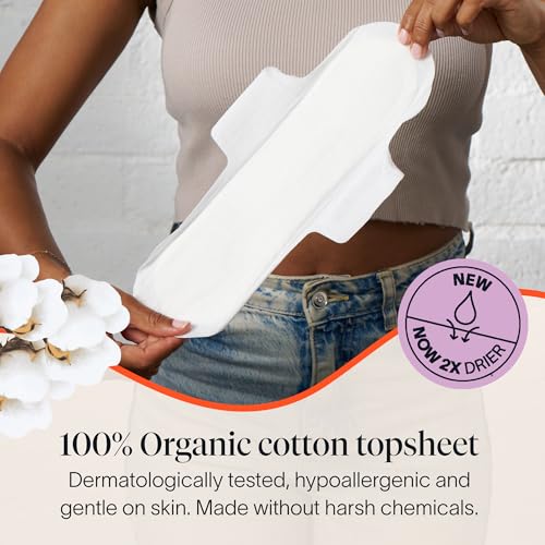 Cora 100 Organic Cotton Topsheet Pads 72 Overnight Pads - Image 5