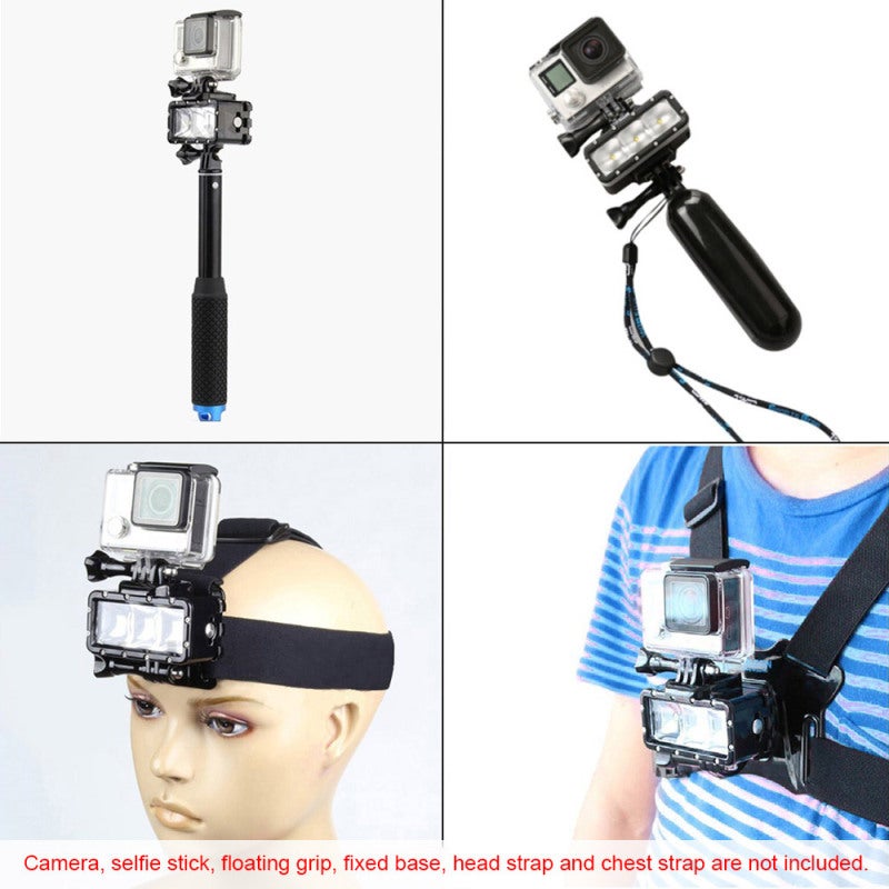 Shoot Rechargeable Fill Light 300 Lumens 3 Lighting Modes Waterproof Diving Light - 30 Meters Water Resistance Built-in 1200mAh Lithium Battery for Underwater Photography Mounting on Selfie Stick Hand Grip - Image 4