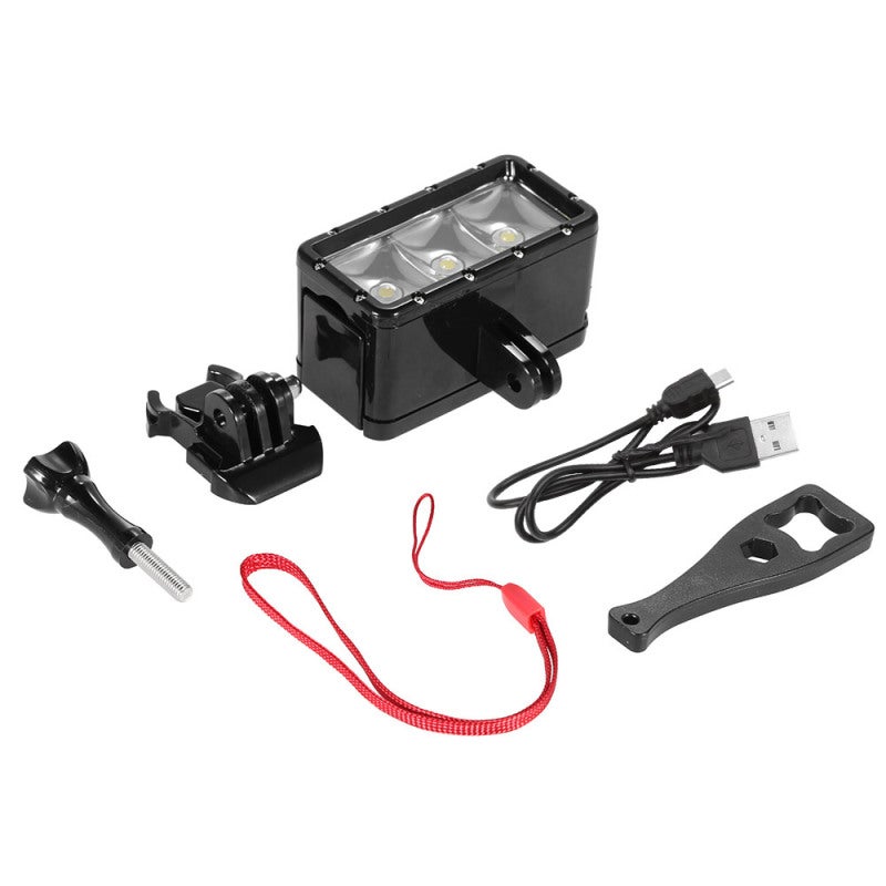 Shoot Rechargeable Fill Light 300 Lumens 3 Lighting Modes Waterproof Diving Light - 30 Meters Water Resistance Built-in 1200mAh Lithium Battery for Underwater Photography Mounting on Selfie Stick Hand Grip - Image 3
