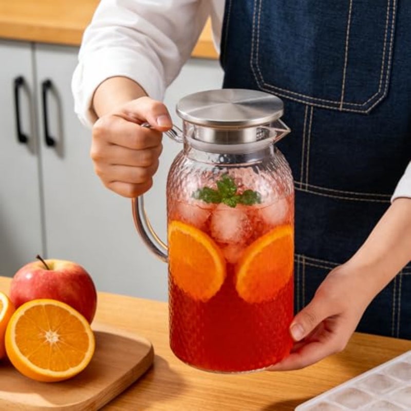 2 عبوة من أباريق بلاستيكية شفافة مع أغطية بوزن 61 أونصة - أباريق مياه خالية من مادة BPA للثلاجة والشاي المثلج/العصير/السانجريا/عصير الليمون/الحليب/أباريق القهوة للمشروبات الباردة والساخنة - Image 3