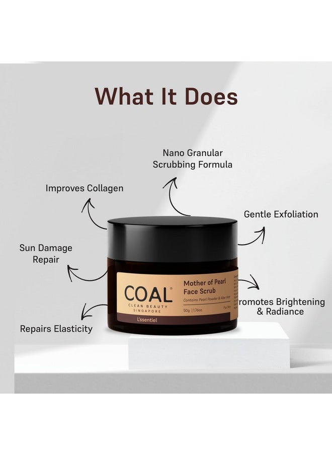 COAL CLEAN BEAUTY Mother Of Pearl Face Scrub With Pearl Powder & Aloe Vera | Exfoliates, Removes Dead Skin & Renews | Men | All Skin Types | 50G  - Image 4