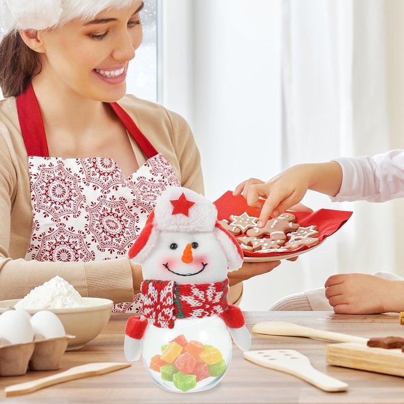 Uonlytech Christmas Candy Jar Snowman Cartoon Shape Candy Container with Lid Festive Xmas Canister for Holiday Party Decor - Image 4