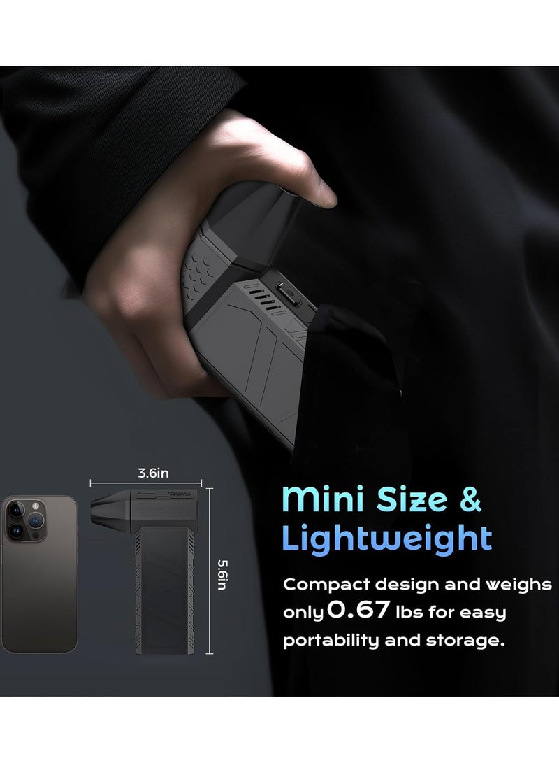 إي وورلد منظف هواء كهربائي بسرعة 130000 دورة في الدقيقة، مروحة سوبر جيت محمولة مع 3 سرعات قابلة للتعديل، منفاخ جيت مصغر للسيارة، الكمبيوتر، لوحة المفاتيح، العدسات، يعمل بنوع سي ويشحن بشكل لاسلكي. - Image 2