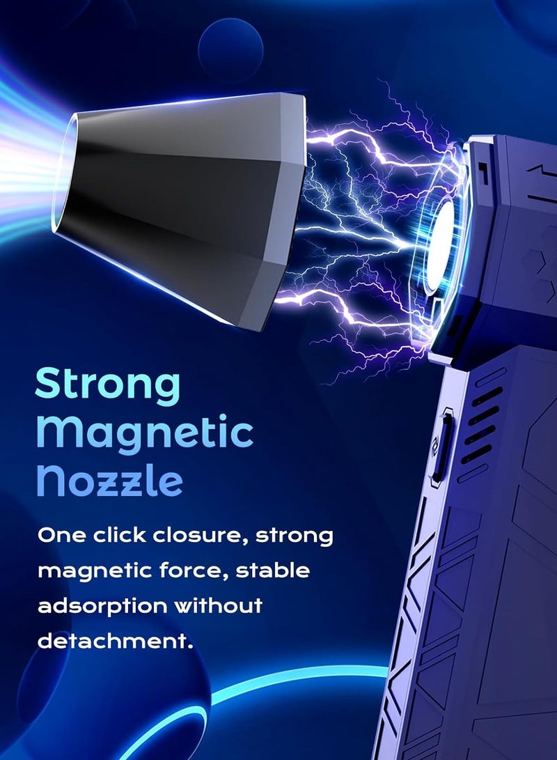 إي وورلد منظف هواء كهربائي بسرعة 130000 دورة في الدقيقة، مروحة سوبر جيت محمولة مع 3 سرعات قابلة للتعديل، منفاخ جيت مصغر للسيارة، الكمبيوتر، لوحة المفاتيح، العدسات، يعمل بنوع سي ويشحن بشكل لاسلكي. - Image 4