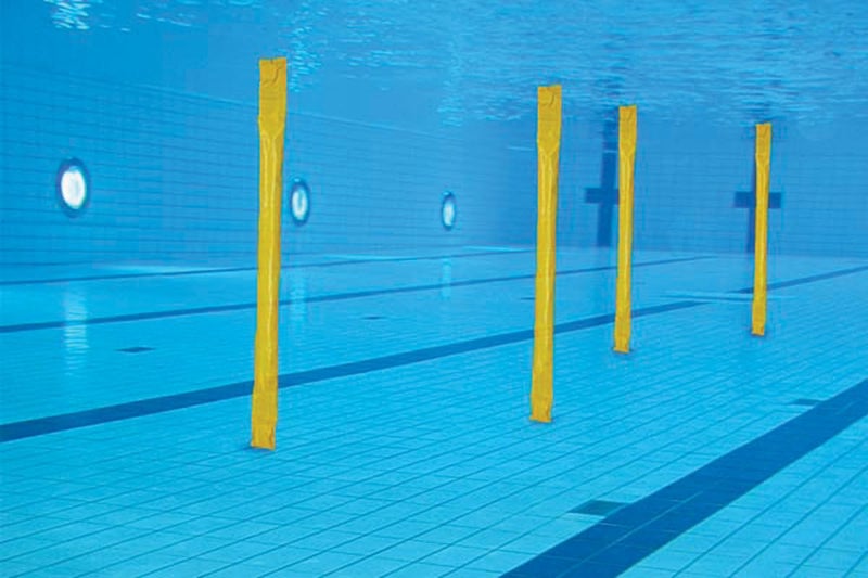 Fitfix ® Underwater Slalom Poles 150 cm Laminated Yellow Strips with Ballast & Foam Seaweed Effect Set of 8 ps Versatile Durable Easy Setup for Exciting Aquatic Workouts Training Recreational Play - Image 2