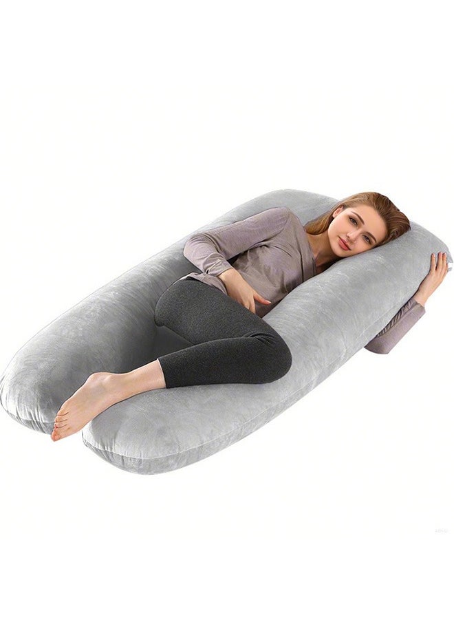 YIJIA HOME GOODS - U-Shaped Pillow For Pregnant Women, Side-Lying Waist Pillow, Grey - Image 1