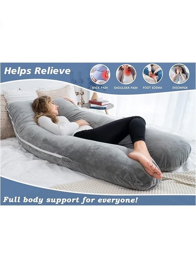YIJIA HOME GOODS - U-Shaped Pillow For Pregnant Women, Side-Lying Waist Pillow, Grey - Image 1