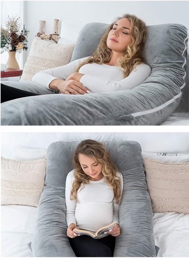YIJIA HOME GOODS - U-Shaped Pillow For Pregnant Women, Side-Lying Waist Pillow, Grey - Image 1