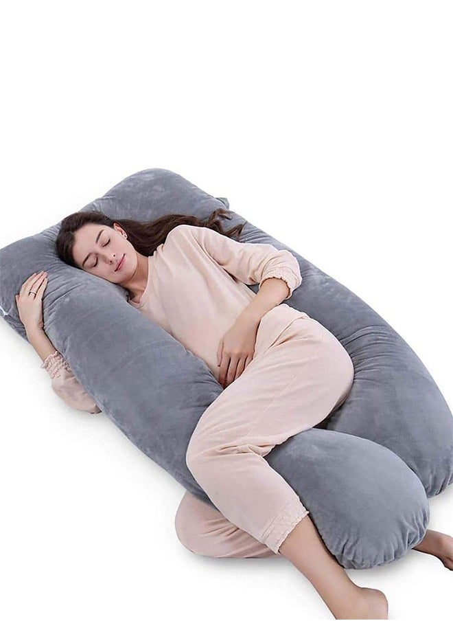 YIJIA HOME GOODS - U-Shaped Pillow For Pregnant Women, Side-Lying Waist Pillow, Grey - Image 1