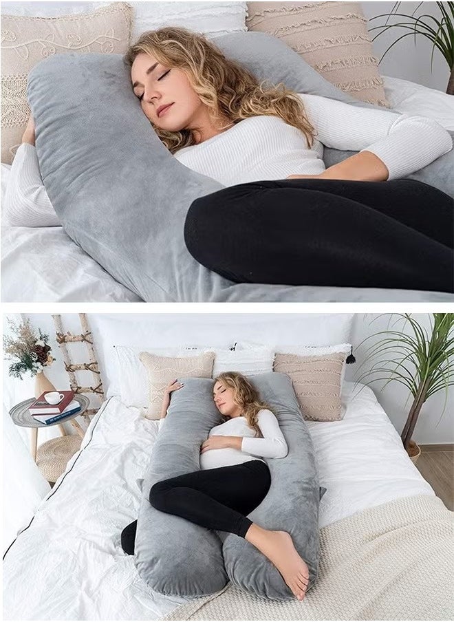 YIJIA HOME GOODS - U-Shaped Pillow For Pregnant Women, Side-Lying Waist Pillow, Grey - Image 1