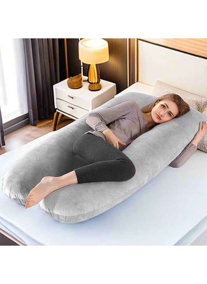 YIJIA HOME GOODS - U-Shaped Pillow For Pregnant Women, Side-Lying Waist Pillow, Grey - Image 1