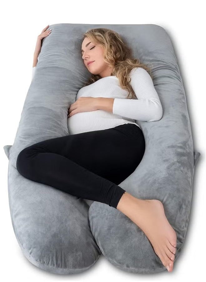 YIJIA HOME GOODS - U-Shaped Pillow For Pregnant Women, Side-Lying Waist Pillow, Grey - Image 1