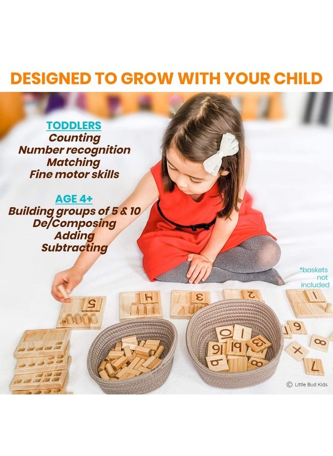 LITTLE BUD KIDS - Counting Pegs A Ten Frame Math Manipulatives Number Montessori Toy For Toddlers & Kindergarteners - Image 1
