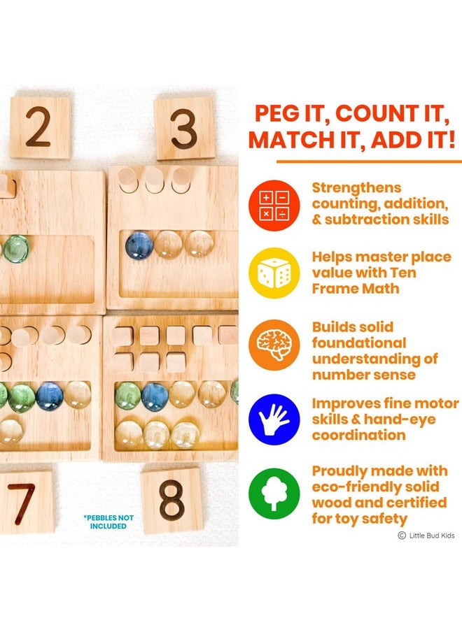 LITTLE BUD KIDS - Counting Pegs A Ten Frame Math Manipulatives Number Montessori Toy For Toddlers & Kindergarteners - Image 1