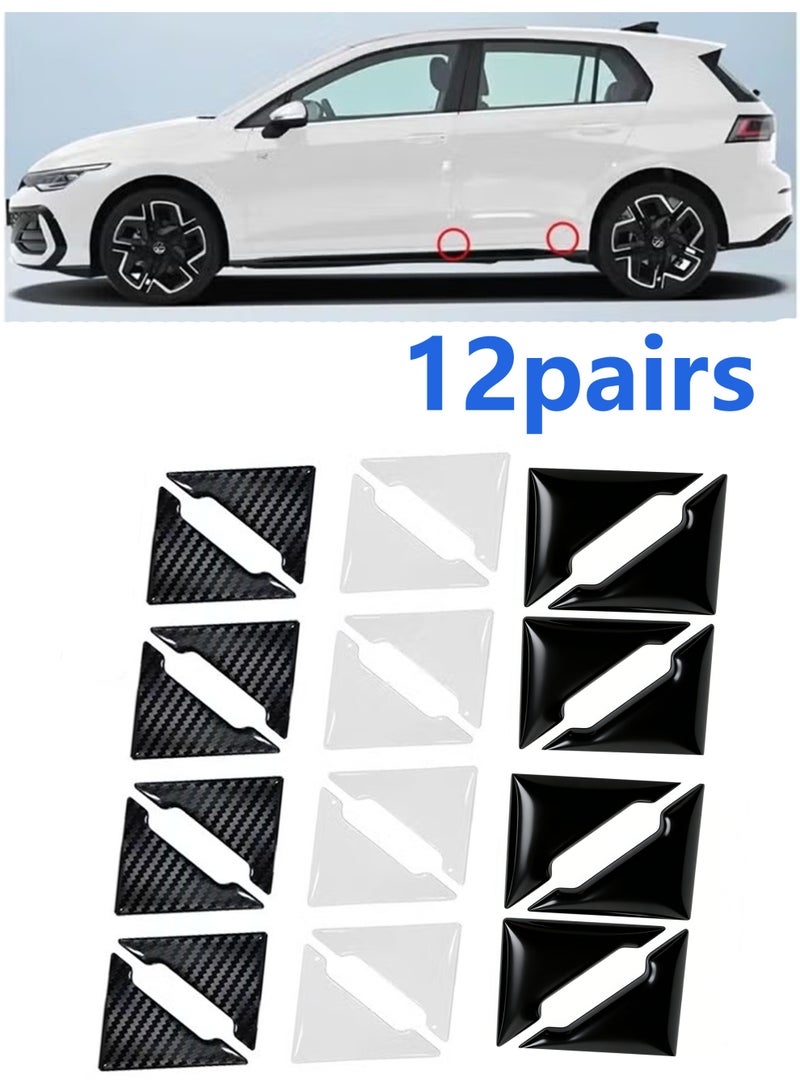 12 PCS Car Door Guard Protector, Car Door Edge Guard, Anti-Collision Vehicle Side Corner Protector, Auto Accessories Self-Adhesive Auto Edge Protection Cover Fit for Most Vehicle (Carbon Fiber+White+Black) - Image 1