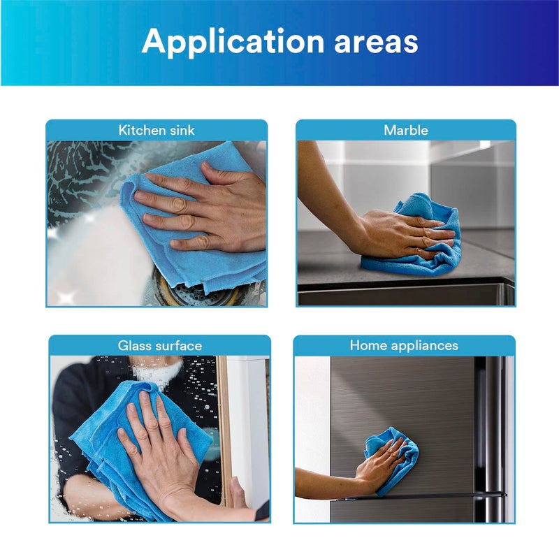 3M Scotch Brite Professional Lint Scratch Free Microfiber Cleaning Cloth 250 GSM Multipurpose Use for Glass Metal Wood Superior Stain Removal Cloth 36 Cm X 36 Cm Blue Packs of 10 - Image 5
