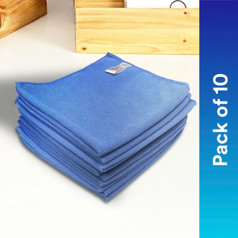 3M Scotch Brite Professional Lint Scratch Free Microfiber Cleaning Cloth 250 GSM Multipurpose Use for Glass Metal Wood Superior Stain Removal Cloth 36 Cm X 36 Cm Blue Packs of 10 - Image 2