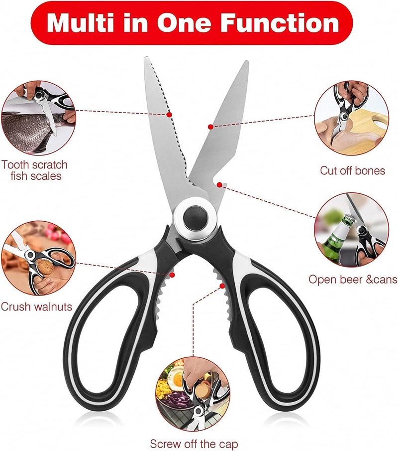 SKYTONE Kitchen Scissor, Scissors for Kitchen Use Home, food scissors,Premium Stainless Steel Solid Kitchen Shears for Meat, Seafood, Chicken, Vegetables, Herbs, BBQ, Bottle Opener - Image 2
