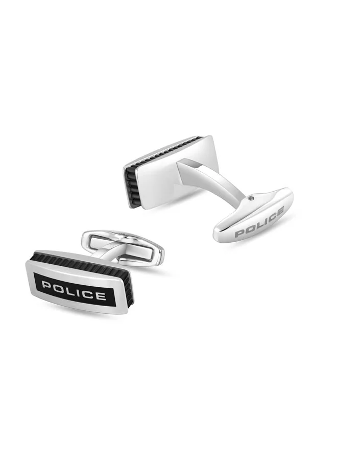 POLICE Silver/Black Ridgeline Rectangular Stainless Steel Cufflinks for Men for Men | Best Price UAE