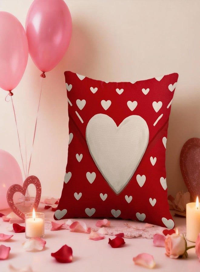 Smozenith أغطية وسائد حمراء لعيد الحب، مقاس 18×18 بوصة، طقم من قطعتين، أغطية وسائد كريمية اللون بنقشة قلوب، أغطية وسائد مزخرفة لعيد الحب، أغطية وسائد خارجية مزخرفة، أغطية وسائد ريفية، أغطية وسائد للكنبة والسرير - Image 3