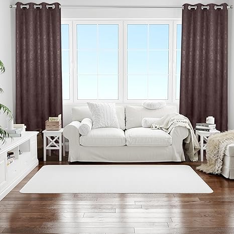 NESTPRIME Living Room Bedroom Blackout Door Curtains Room Darkening Thermal Insulated Noise Reducation Color Coffee 8 Feet Long Set of 2 100 Blackout Texture Luxurios Edition - Image 2