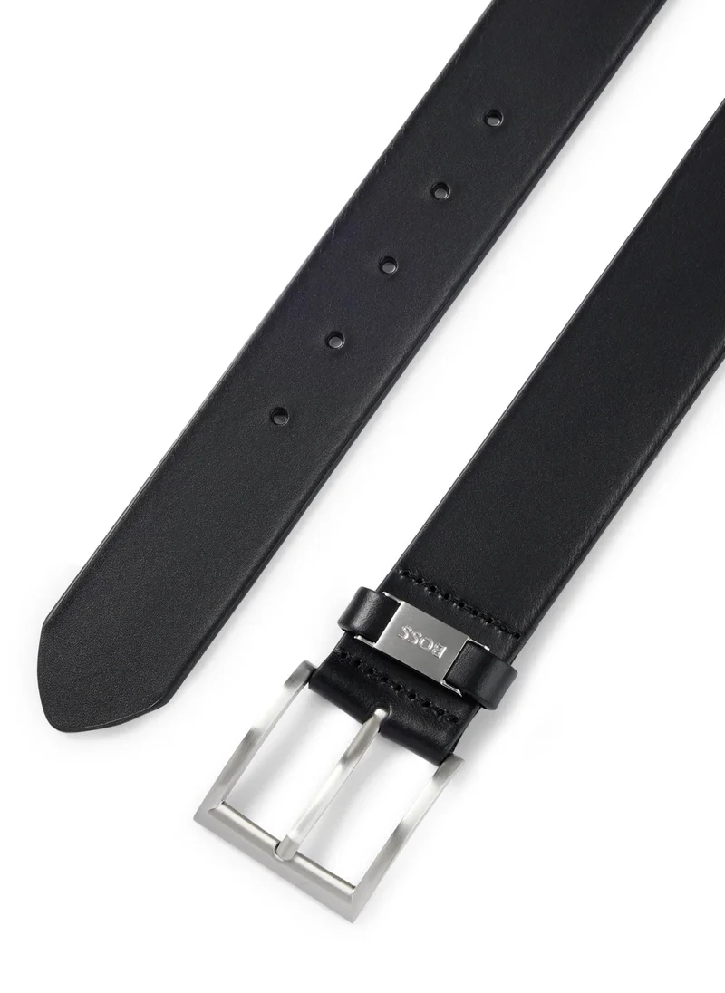 بوس Italian-leather belt with logo keeper and brushed hardware