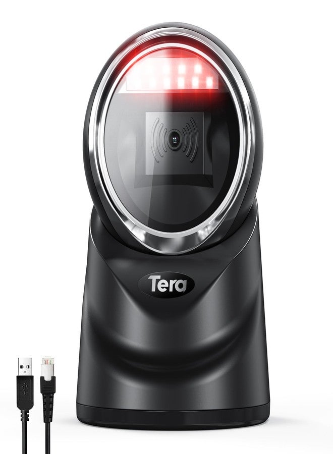 Tera 2D QR Desktop Omnidirectional Barcode Scanner Hands-Free USB 2.0 Wired Bar Code Reader with Automatic Image Sensing Scanning Platform Scanner for POS Supermarket Retail Store Model 9100 (Black) - Image 1