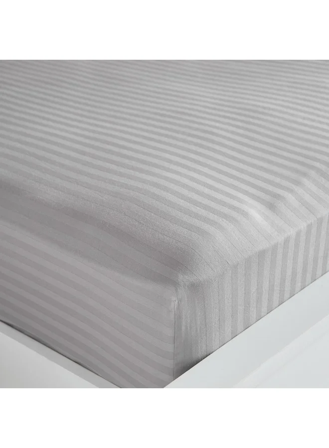 Home Box Hamilton Stripe Satin Cotton King Fitted Sheet 210 x 36 x 180 cm