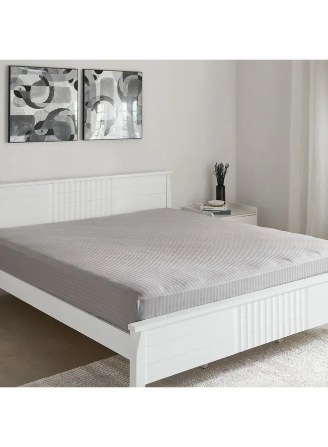 Home Box Hamilton Stripe Satin Cotton King Fitted Sheet 210 x 36 x 180 cm