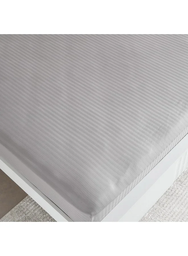 Home Box Hamilton Stripe Satin Cotton King Fitted Sheet 210 x 36 x 180 cm