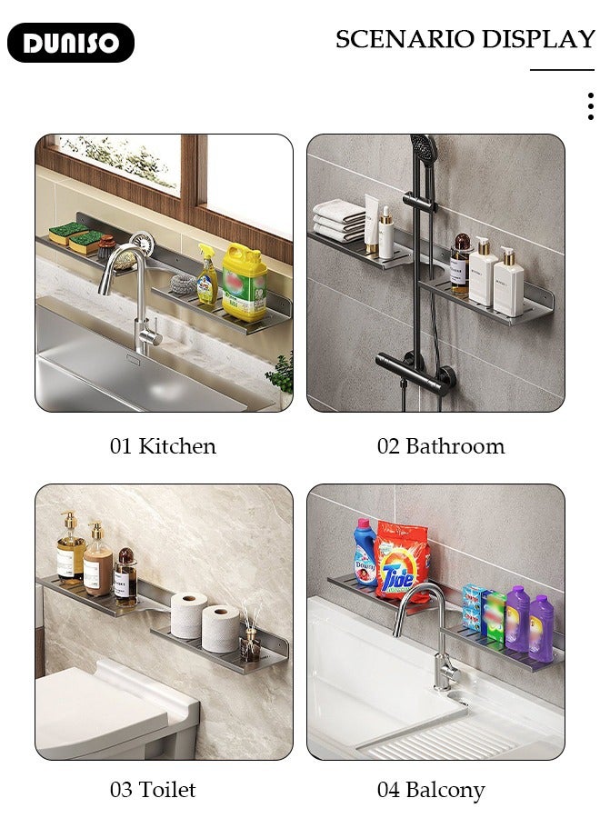 DUNISO Over The Sink Shelf, Shelf Organizer Over The Faucet, Bathroom Sink Shelf Over Faucet, U-Shaped Recess Design Countertop Organizer, Multi-Functional Hollow Storage Shelf for Bathroom, Kitchen  - Image 3