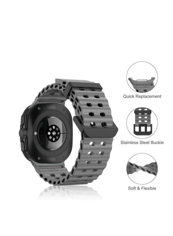 DUSALA Soft Silicone Adjustable Replacement Strap for 47mm Galaxy Watch 7 Ultra | Durable Sport Bracelet for Smartwatch | Lightweight, Sweat-Resistant, Comfortable Band for Active Lifestyle | Easy to Install – - Image 3