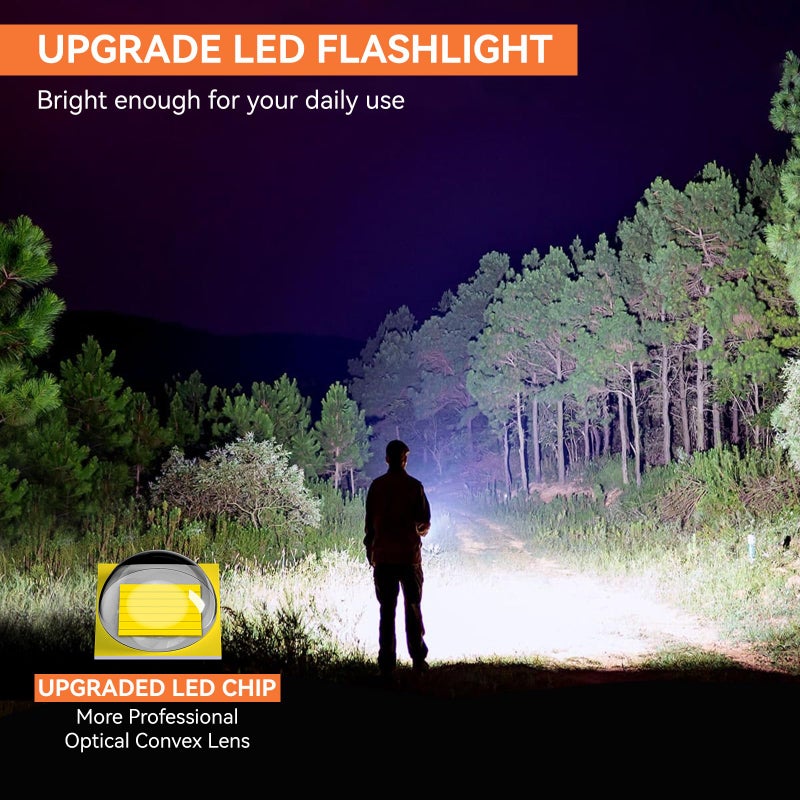 LETMY Tactical Flashlight S2000-2 Pack Bright Military Grade LED Flashlights High Lumens - Portable Handheld Flash Light, 5 Modes Zoomable Waterproof Flashlights for Home Emergency Camping- Orange - Image 2